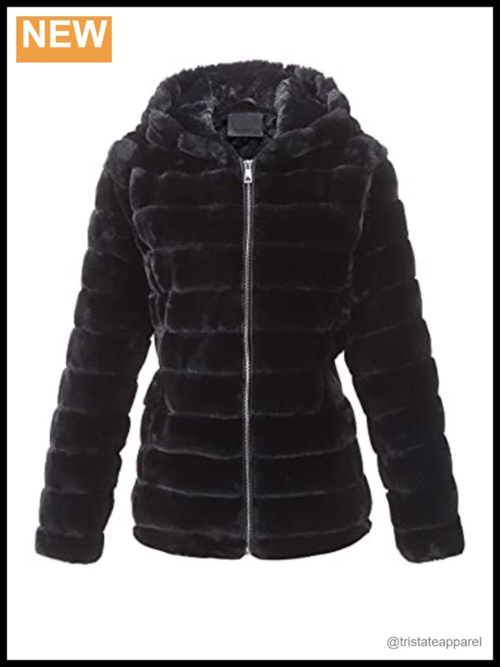 Faux Fur Hooded Zip Jacket Sherpa Lined Fluffy Coat